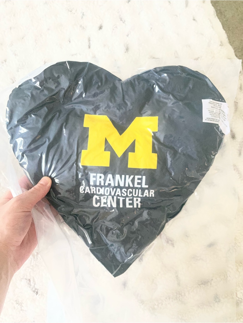 University of Michigan Heart-Shaped Pillow - Navy with Yellow M